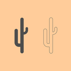Obraz premium Cactus dark grey set icon .