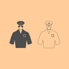 Police dark grey set icon .