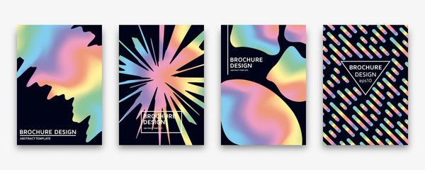 Brochure design with trendy neon gradients. Colorful vector illustration.