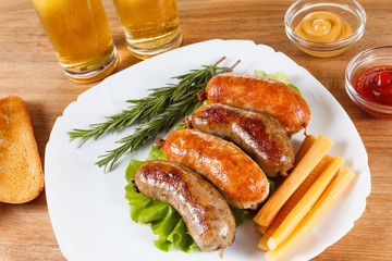 Beer and roast beef or chicken sausage