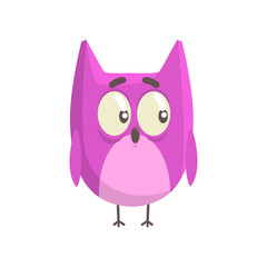 Cute little funny purple chick bird standing colorful character vector Illustration