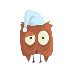 Cute little brown sleepy chick bird standing colorful character vector Illustration