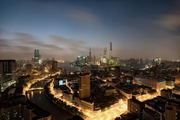Beautiful shanghai cityscape in sunrise