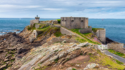 Fototapeta na wymiar Pointe de Kermorvan, Kermovan Lighthouse, Brittany (Bretagne), France
