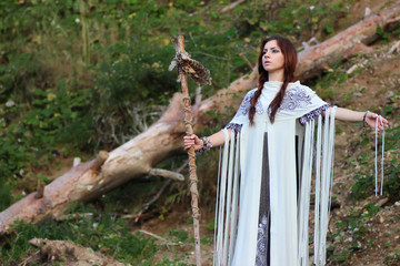Shaman with Staff and glass ball outdoor