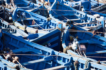 Blaue Fischerboote in Marokko Essaouira 