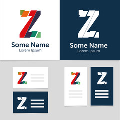 Editable business card template with Z letter logo.Vector illustration.EPS10.