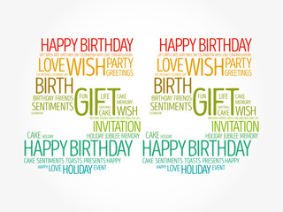 Happy 55th birthday word cloud collage concept