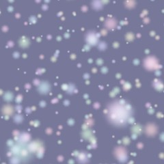 Blurred bokeh christmas background with falling white  snowflakes. Bright blue abstract background