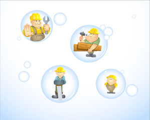 Cartoon Under Construction Guys