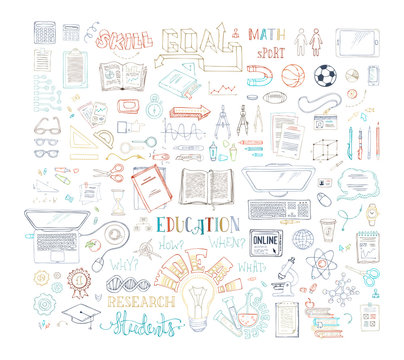 Vector education / job doodles icons.