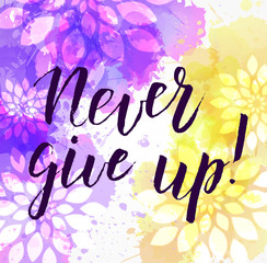 Watercolored floral typography background