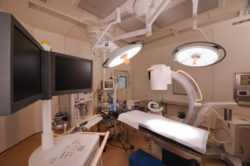 equipment and medical devices in modern operating room