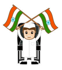 Hindu Politician Character Holding India Flags
