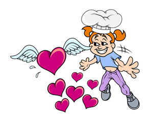 Happy Girl with Hearts Vector