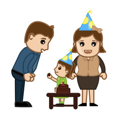 Girl Celebrating Birthday - Cartoon Characters Vectors