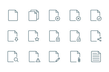 Documents set of linear icons