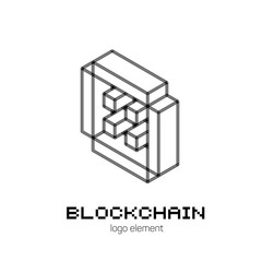 Isometric graphic element for blockchain technology.