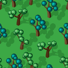 Seamless pattern with isometric trees