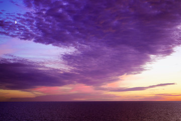 Beautiful sunset over Baltic Sea - seascape with sea horizon