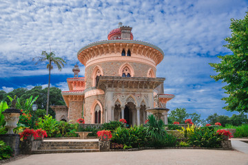 The beautiful Monserrate Palce built in Neo Romanesque architecture surrounded by exotic gardens in...