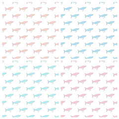 Fototapeta na wymiar Set of seamless vector patterns with whales