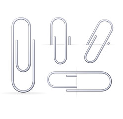 Realistic 3d Clip Metal Paper Office Accessory Set. Vector