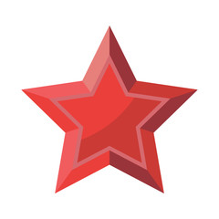 Fototapeta premium Red Star with shadows isolated on White Background 23 February 9 May. Symbol of victory.
