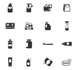chemicals store icon set