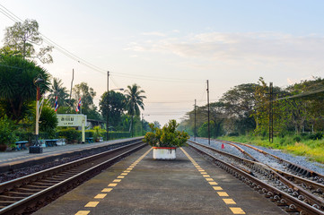 Fototapeta premium Lamae Train Station in the morning, Thailand
