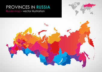 Vector map of Russia and provinces COLOR