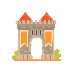 Medieval gate and two guard towers, ancient architecture building vector Illustration © topvectors