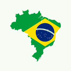 Brazil map with brazil flag inside