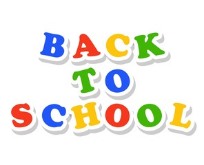Back to school colorful text isolated on white background