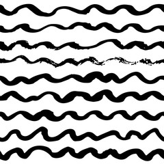 Hand drawn monochrome black and white seamless abstract pattern. Ink sketch texture and background.