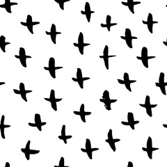 Hand drawn monochrome black and white seamless abstract pattern. Ink sketch texture and background.