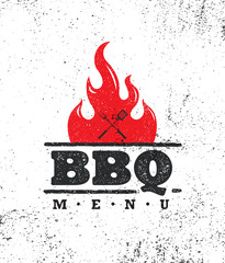 Vintage Outdoor Food Barbecue BBQ Graphic Vector Design Element - obrazy, fototapety, plakaty