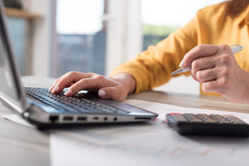 Fototapeta premium Accountant working on laptop