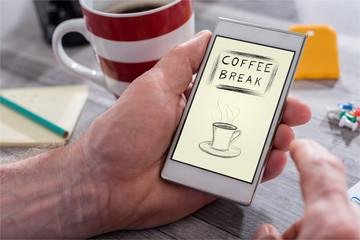 Coffee break concept on a smartphone