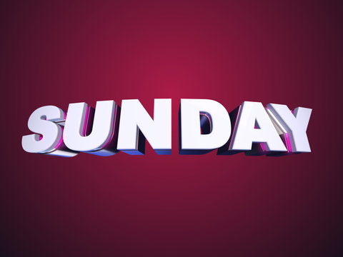 Sunday nice bended text on red background