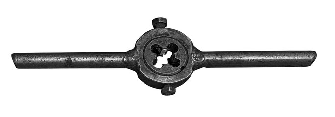 Old chisel for threading isolated on white background