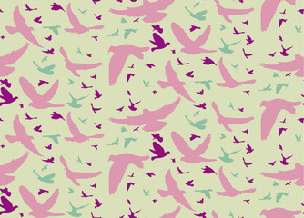 Vector, abstract silhouette of birds background, seamless