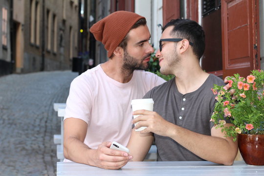 Gay Couple About To Kiss