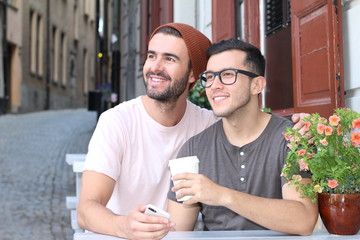 Gorgeous homosexual couple enjoying life together 