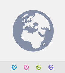 Europe & Africa On Earth - Granite Icons. A professional, pixel-perfect icon designed on a 32x32 pixel grid and redesigned on a 16x16 pixel grid for very small sizes