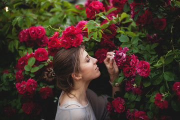 Beautiful tender woman with roses