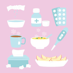 flu season cartoon vector collection
