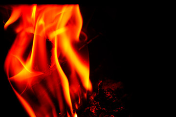 Close-up fire on black background