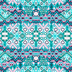 Ethnic bohemian arabesque pattern. Zigzag geometric retro abstract print. Tribal boho background vector illustration