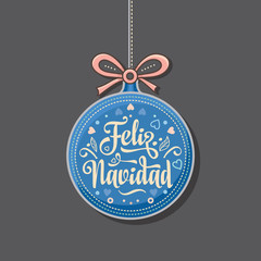 Obraz na płótnie Canvas Feliz navidad. Xmas card on Spanish language. 